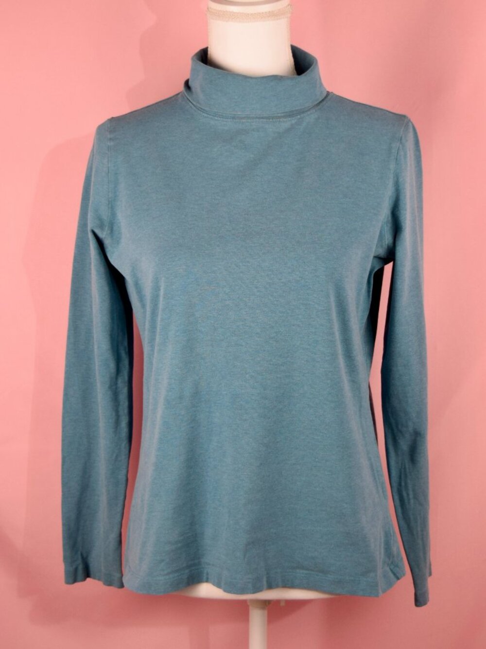 L.L. Bean Blue Long-Sleeve Pima Cotton Turtleneck Tee | Size M